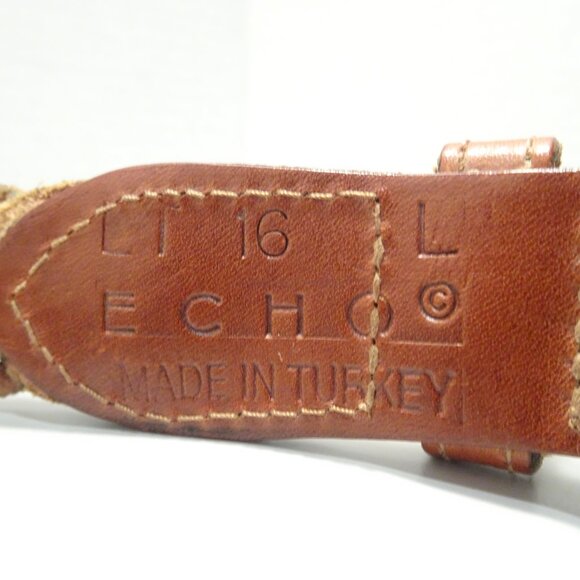 Vintage Echo Braided Belt Sz L Leather Rainbow Multicolor Boho Quirky - Picture 2 of 3